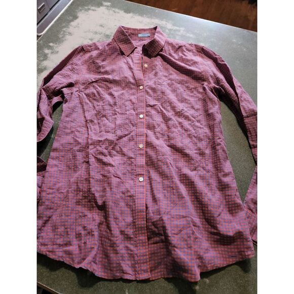 J. McLaughlin blue&red checked button down shirt sz XS - Picture 1 of 3